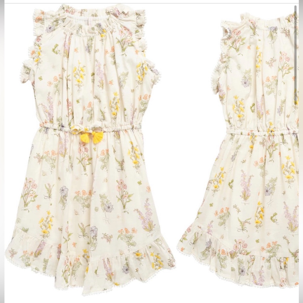 Zimmermann Kids' Jeannie Floral Print Ruffle Trim Cotton Dress